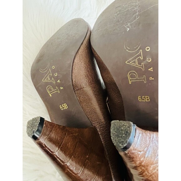 Gorgeous Designer PACO GIL Brown Leather Mary Jane Heels Secretary Pinup 6.5B